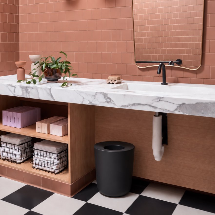 Bathroom Bin 6L - Black Bath EKOBO