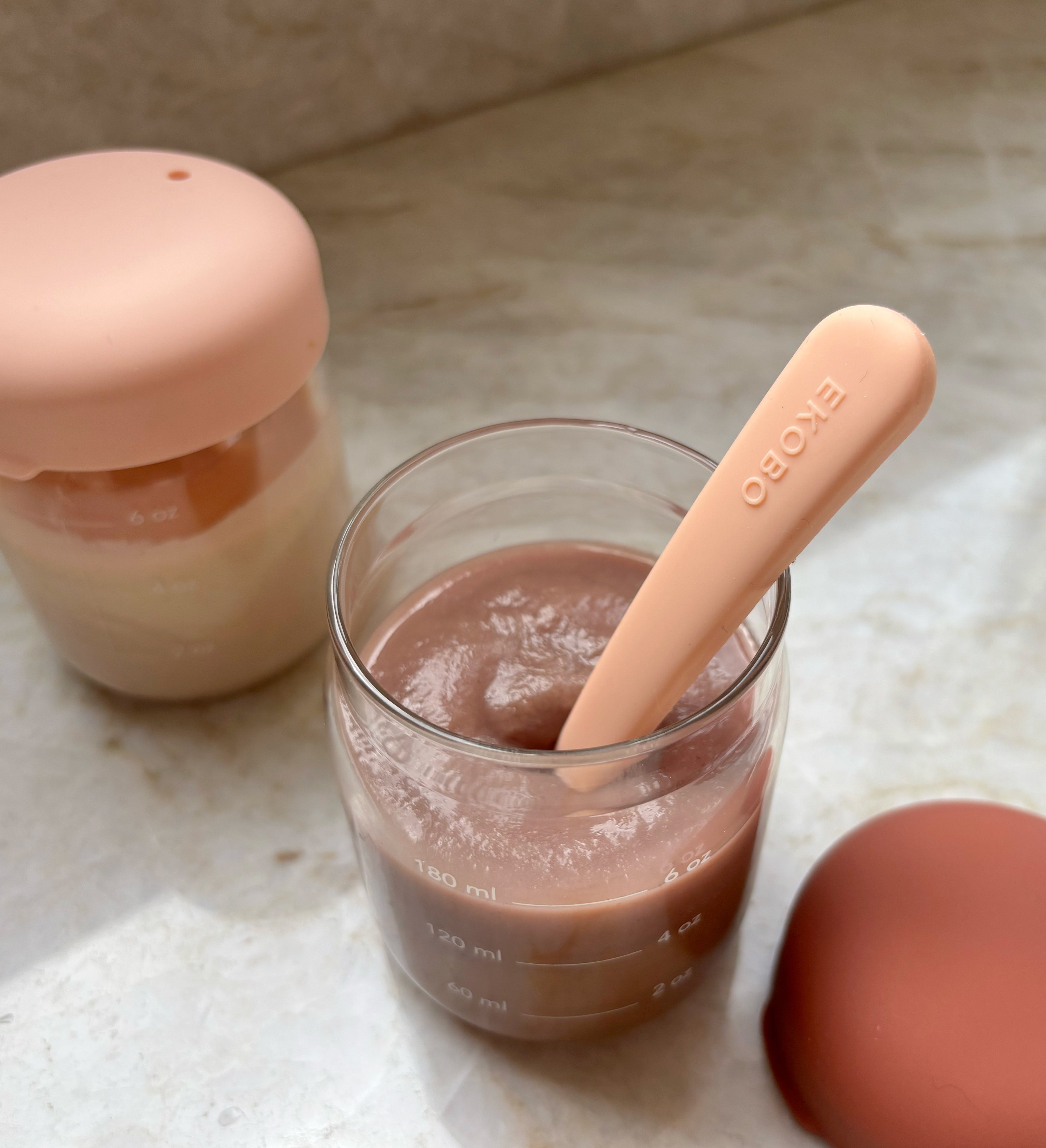 Food Storage Jar Set in Borosilicate Glass 180 ml - Blush / Terracotta Kids EKOBO