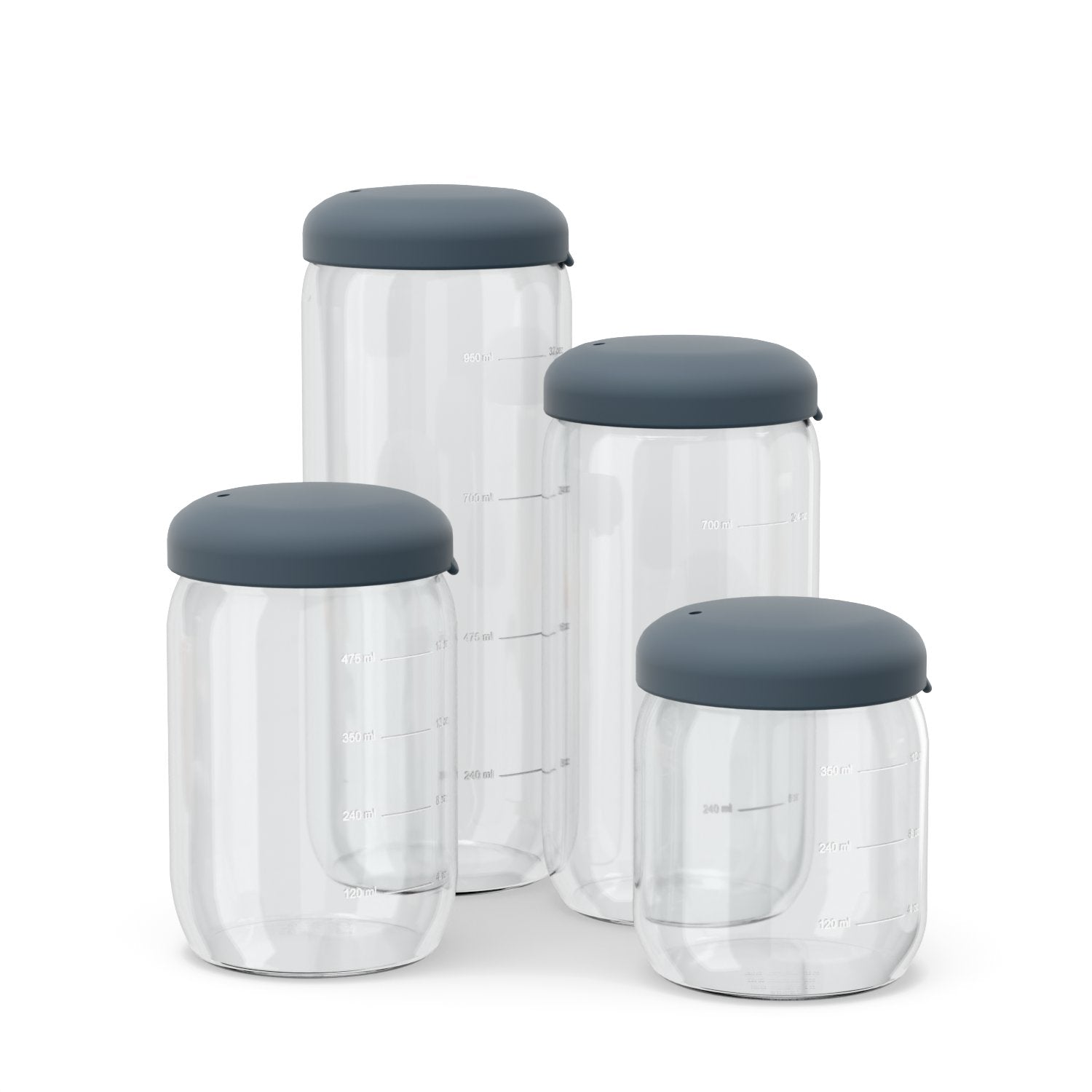 Food Storage Jar Set of 4 in Borosilicate Glass - Storm EKOBO