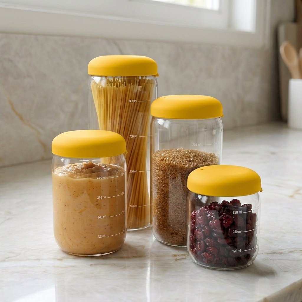 Food Storage Jar Set of 4 in Borosilicate Glass - Mimosa EKOBO