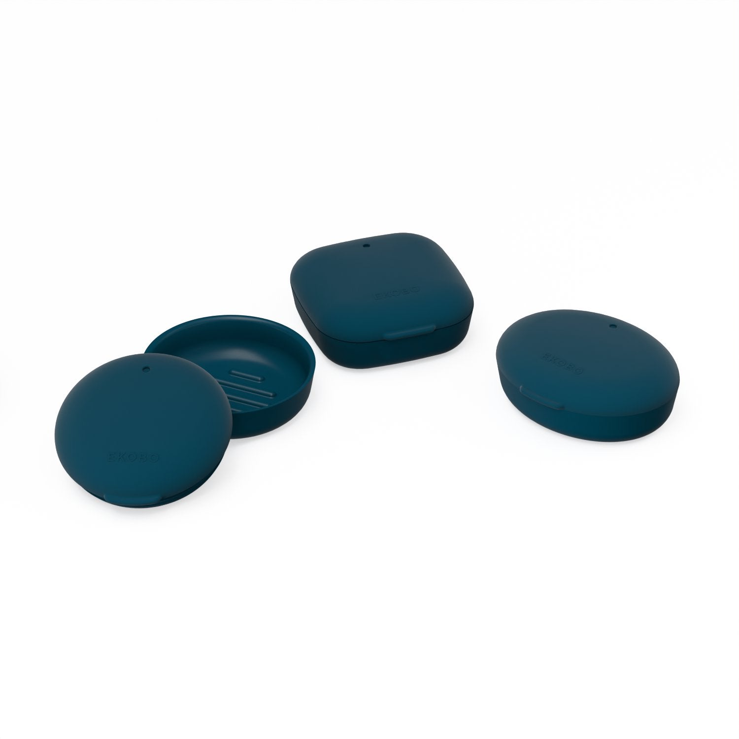 Set of 3 Travel Soap Boxes (Square, Round & Oval) - Blue Abyss EKOBO 