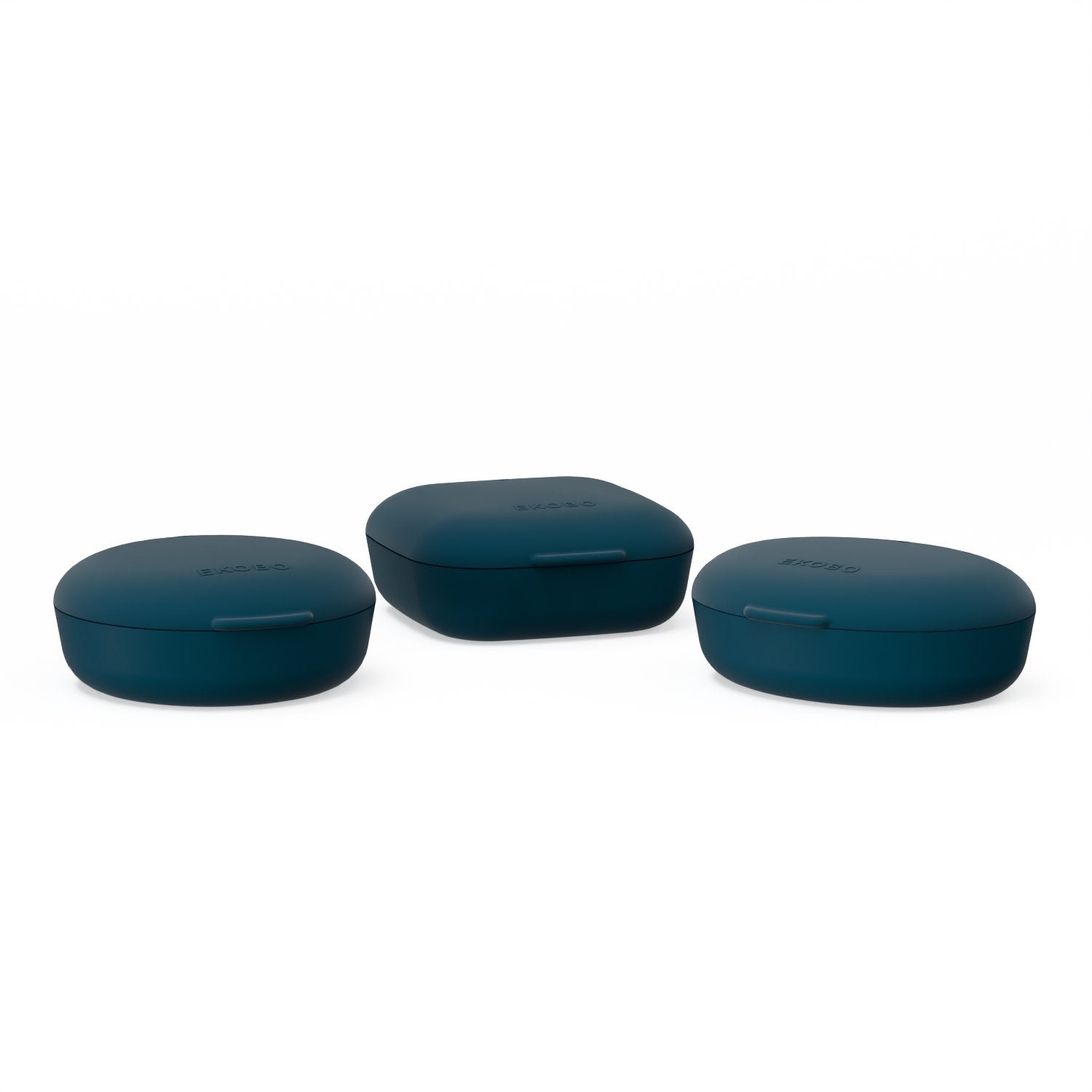 Set of 3 Travel Soap Boxes (Square, Round & Oval) - Blue Abyss EKOBO 