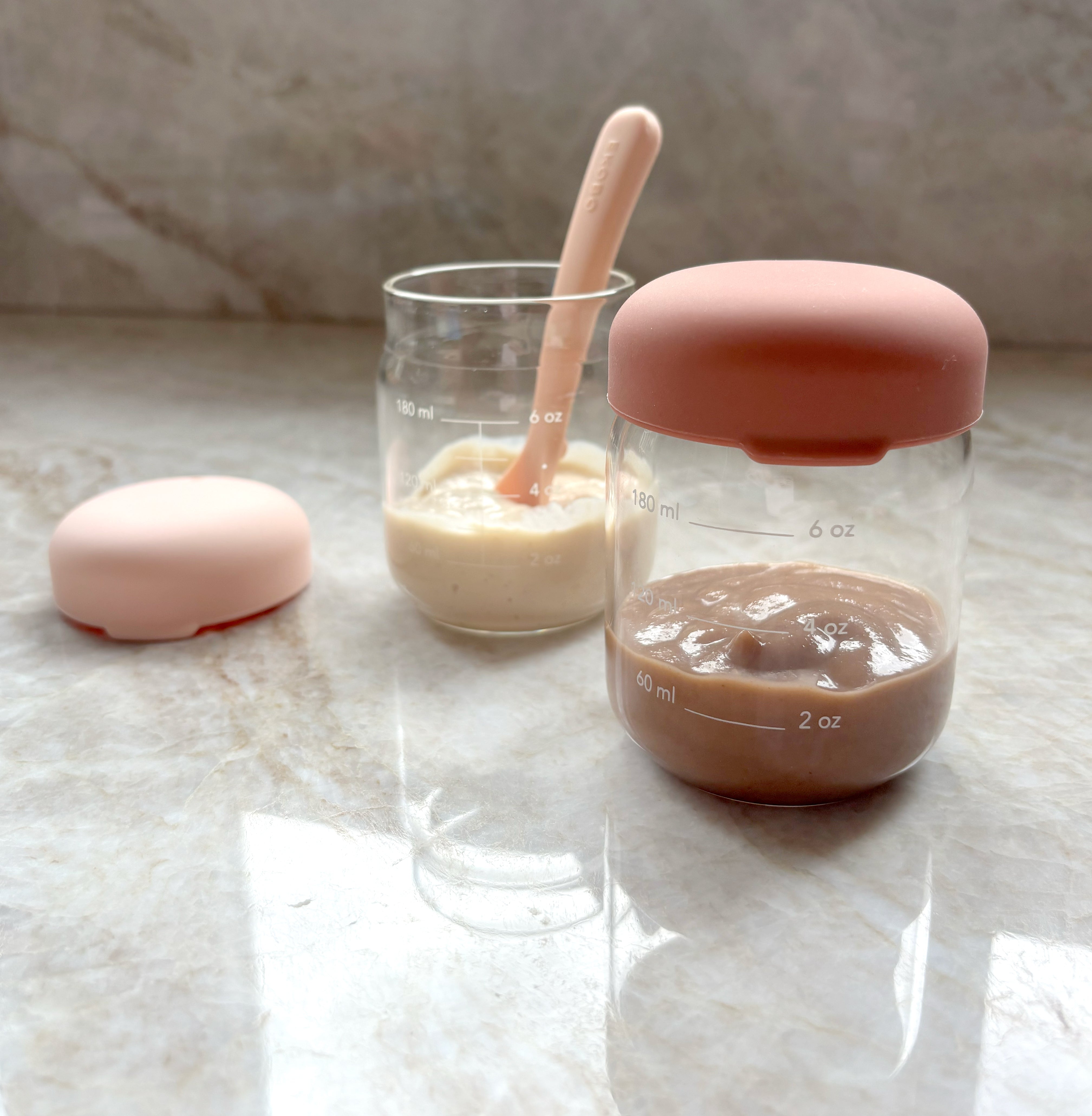 Food Storage Jar Set in Borosilicate Glass 180 ml - Blush / Terracotta Kids EKOBO 