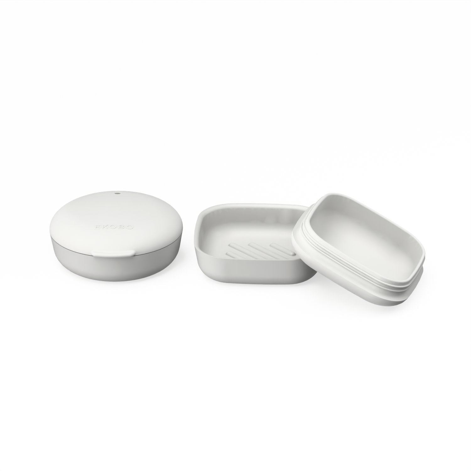 Set of 2 Travel Soap Boxes (Square & Round) - Cloud EKOBO 